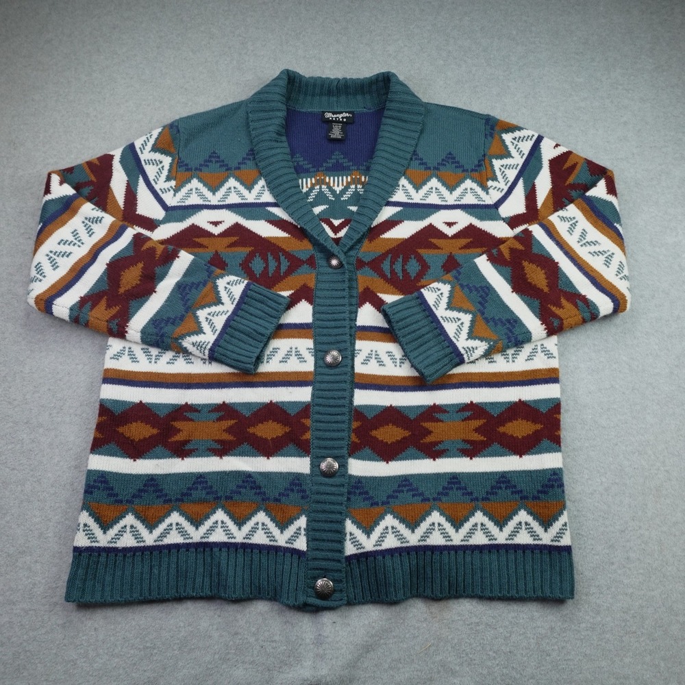 Wrangler Retro Cardigan Womens L Multi Aztec Southwestern Shawl Sweater
